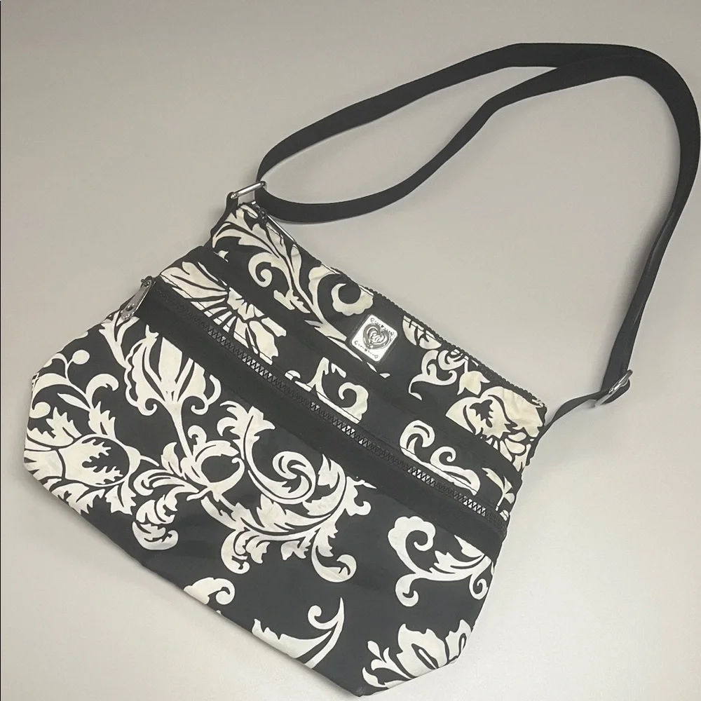 Brighton Nylon Black and White Patterned Shoulder / Crossbody Bag